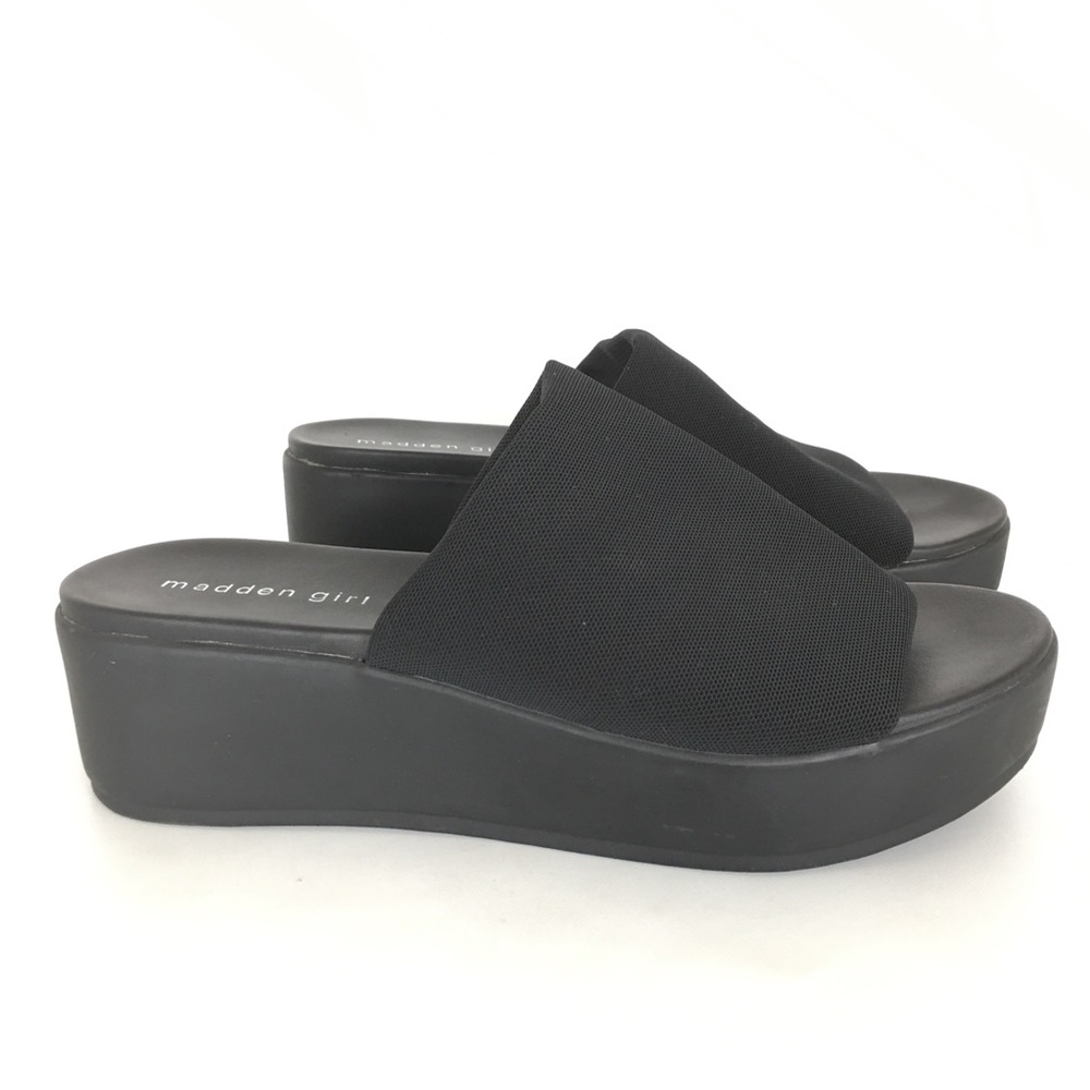 Madden Girl Shelbie Wedge Platform Sandals Black Women’s Size 9 Mule Clogs Y2K - Picture 3 of 16
